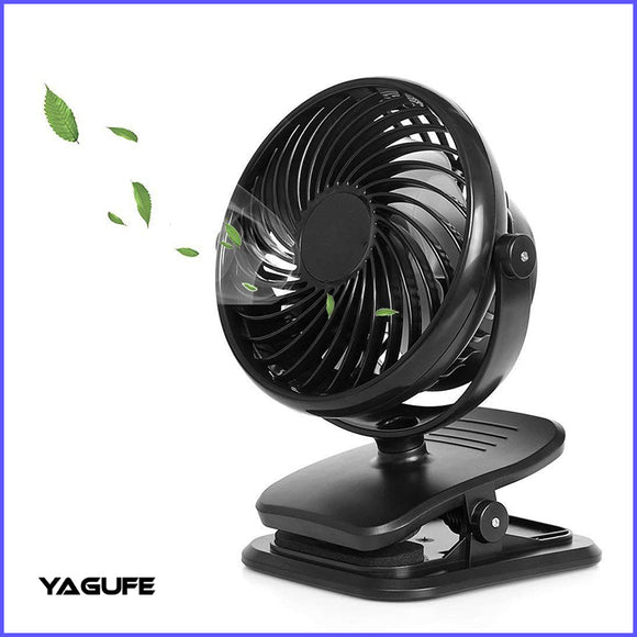 YAGUFE Clip Fan, 8 Inch Mini Quiet Desk Fan, 10000mAh USB Rechargeable Battery Operated Clip on Fan, USB Desk Fan, Portable Personal Small Fan For Desk, Office,Golf Cart YGF-F011