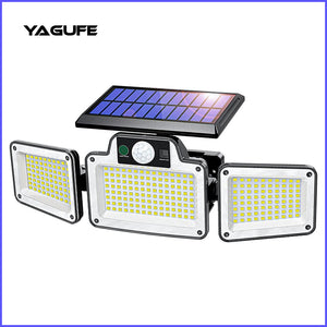 YAGUFE Solar three head wall light, Quick Charge Solar Motion Deck Lights Outdoor LEDs High Brightness, Larger Built-in Tempered Glass Solar Panel YGF-FX04SL