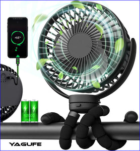 YAGUFE Octopus Mini Fan Mini Quiet Desk Fan , 10000mAh USB Rechargeable Battery Operated Clip on Fan, USB Desk Fan, Portable Personal Small Fan For Desk, Office,Golf Cart YGF-F027