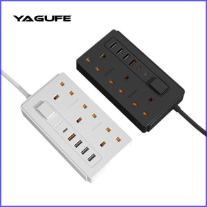 YAGUFE W035KT Power Strip Surge Protector Electric Plug Wall Mount Extension Cord with Multiple Outlets Charging Station Overload Protection for Home Dorm