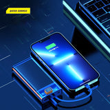 Fast Charging 22.5w Power Bank 20000mAh Portable Charger with Built in 2 Cables with LED Display Flashlight Phone Charger Power Bank Battery Pack