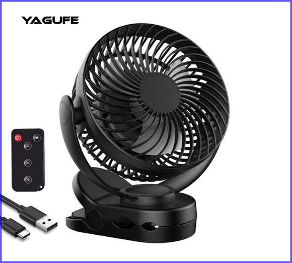 YAGUFE Clip Fan, 8 Inch Mini Quiet Desk Fan With Light, 10000mAh USB Rechargeable Battery Operated Clip on Fan, USB Desk Fan, Portable Personal Small Fan For Desk, Office,Golf Cart YGF-F021