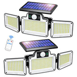 YAGUFE Solar three head wall light, Quick Charge Solar Motion Deck Lights Outdoor LEDs High Brightness, Larger Built-in Tempered Glass Solar Panel YGF-FX04SL