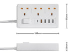 YAGUFE W035KT Power Strip Surge Protector Electric Plug Wall Mount Extension Cord with Multiple Outlets Charging Station Overload Protection for Home Dorm