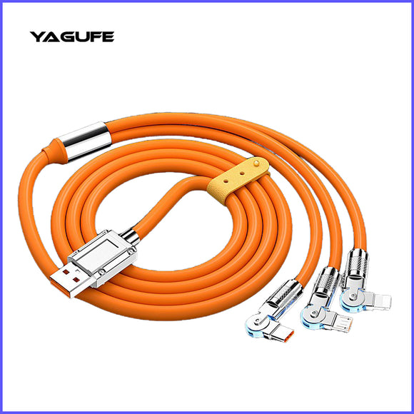 Newly zinc alloy 120W silicone fast 3 in 1 charging cable Multiple 6a Fast Charging Cord Usb 3 in 1 Cable