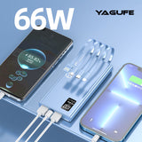 20000mAh Fast Charging 66w Power Bank Portable Charger with Built in 4 Cables with LED Display Flashlight Phone Charger Power Bank Battery Pack