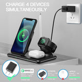 Removable 4-in-1multifunctional desktop15W wireless charging for Apple Watch& Airpod & Pencil Charger Multiple Devices IOS&Android System